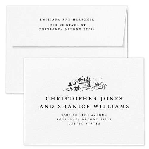 Mountain Sky Wedding Invitation Envelopes White Licorice Return Address Standard Signature