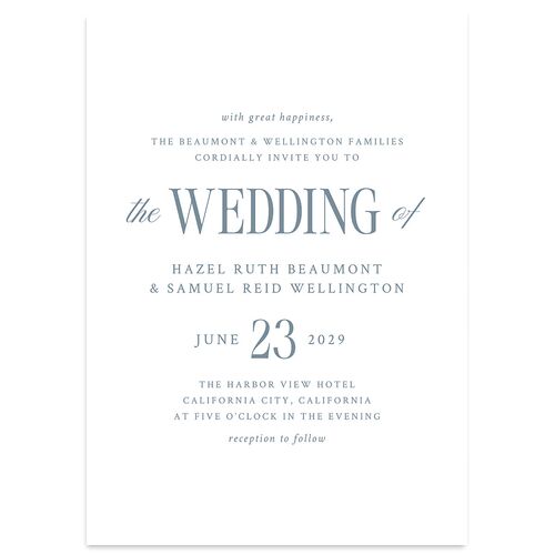 Elegant Wedding Of Wedding Invitations Dusty Blue Signature Blank Standard No