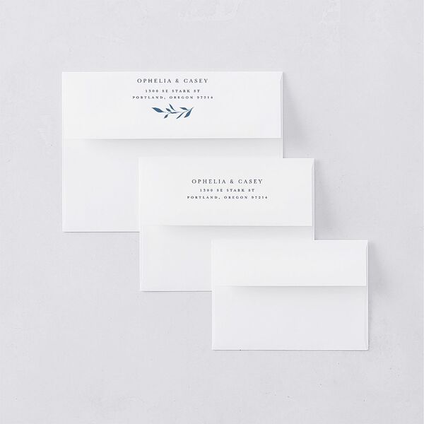 Stefana Crowns Save The Date Card Envelopes White Moody Blue Both Recipient and Return Addresses Signature Standard