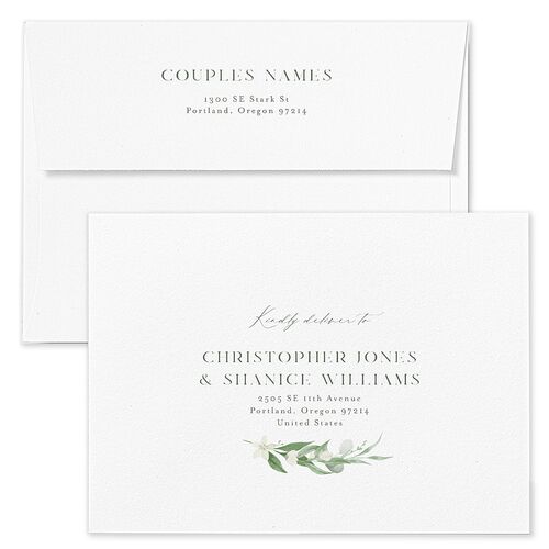 Greenery Laurel Wedding Invitation Envelopes Thyme Standard White Both Recipient and Return Addresses Signature