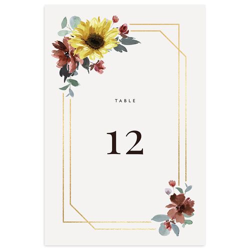 Floral Frame Foil Table Numbers Gold Daisy Signature