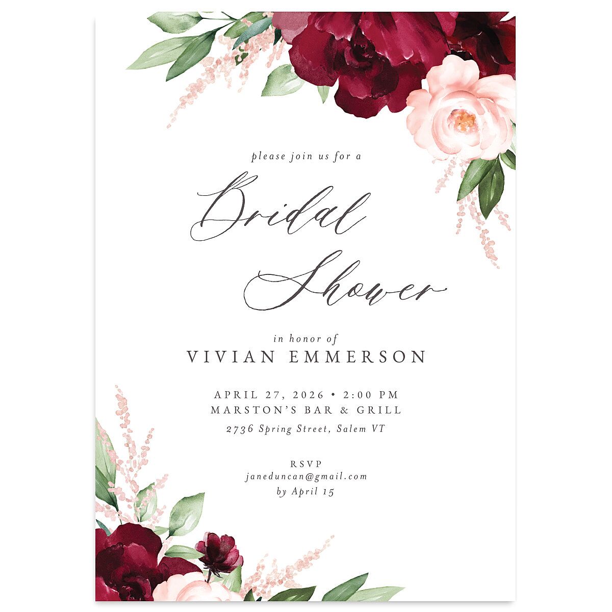 Beloved Floral Bridal Shower Invitations