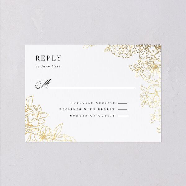 Gilded Florals Wedding Response Cards Gold Blossom Signature