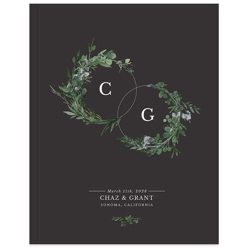Leafy Hoops Wedding Guest Book Charcoal