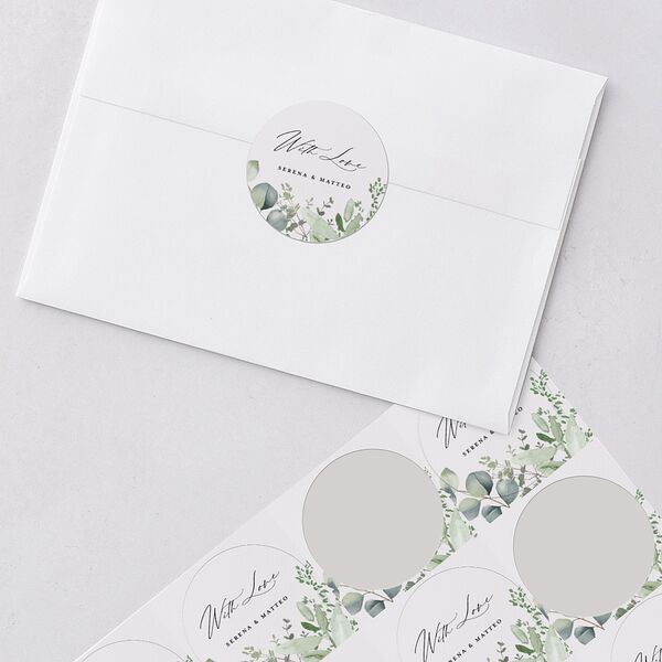 Shining Greenery Wedding Stickers Off-White Circle