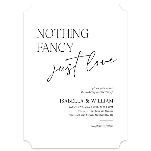 Nothing Fancy Wedding Invitations Pure White Signature Blank No Ticket