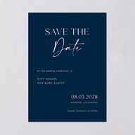 Modern Contrast Save The Date Cards Navy Signature smooth Blank No Standard