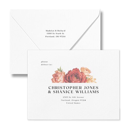 Vintage Awkward Photo Hearts Save the Date Petite Card Euro Envelopes White Barely Peach Both Recipient and Return Addresses Luxe Signature