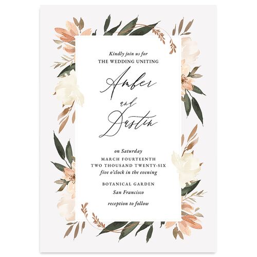 Neutral Greenery Wedding Invitations Peach Fuzz Signature Blank No Standard