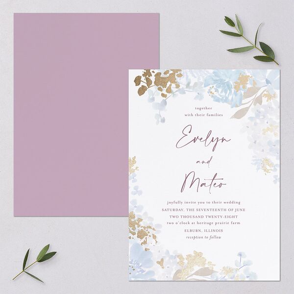 Hydrangea Garden Wedding Invitations Gold Slate Signature Blank No Standard