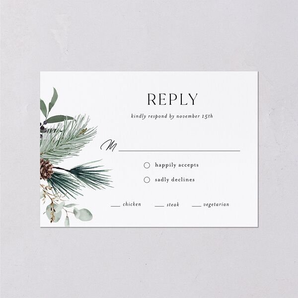 Rustic Pine Wedding Response Cards Eucalyptus Signature