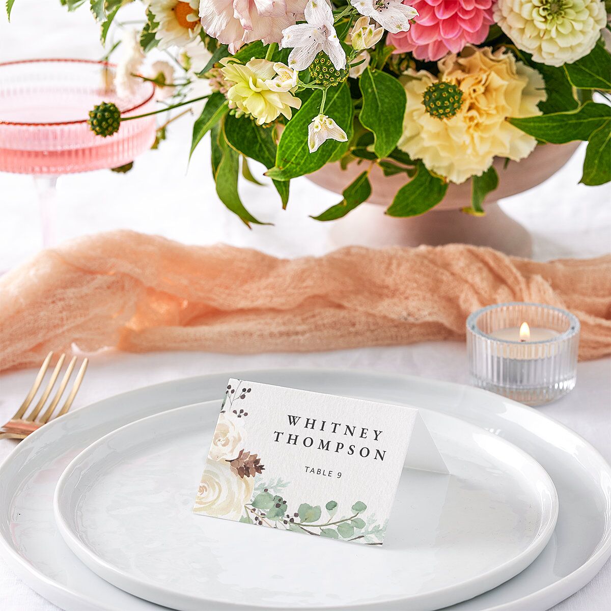 Rustic Botanical Place Cards Thyme Signature