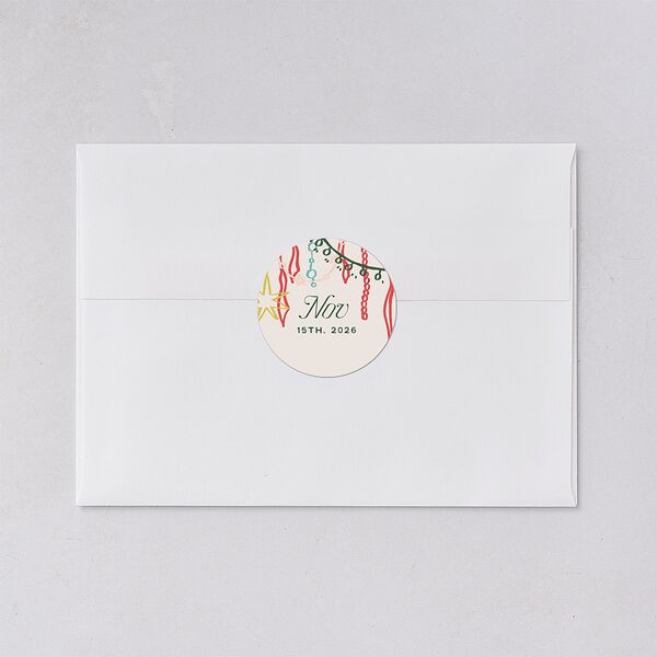 Happy Holidays Grid Pattern Photo Holiday Stickers Hunter Green Circle