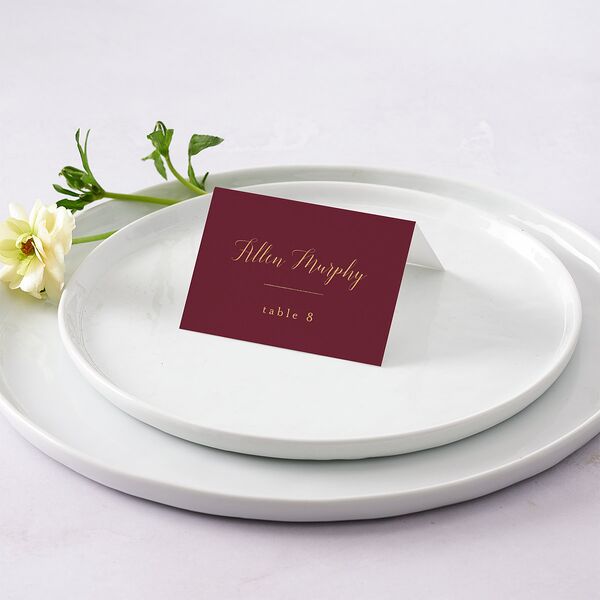 Marble and Gold Place Cards Merlot Signature