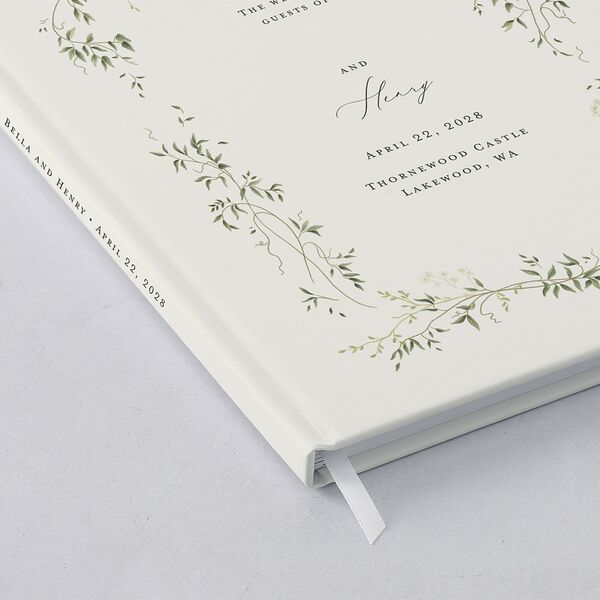 Dainty Fairytale Greenery Guest Books Hunter Green