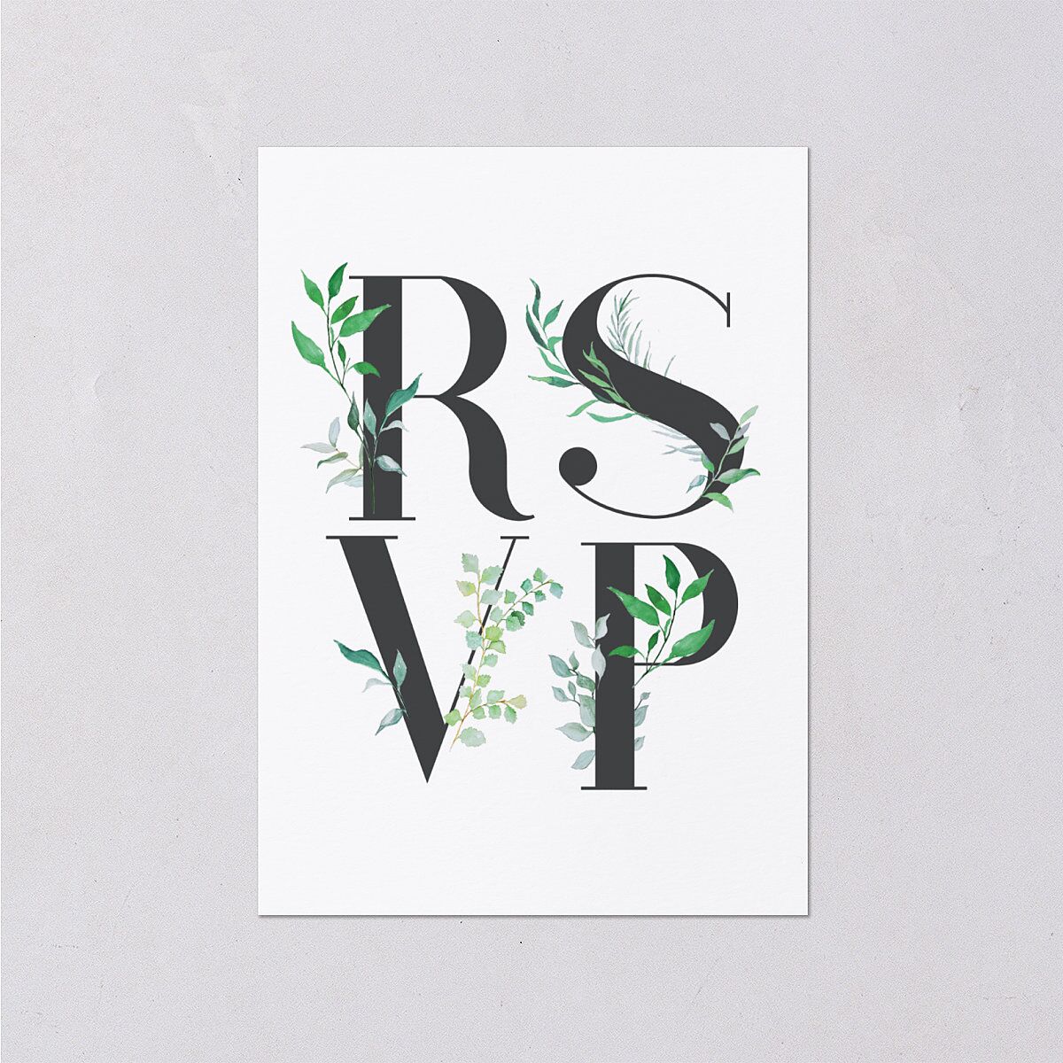 Leafy Ampersand Wedding Response Cards Eucalyptus Signature Standard