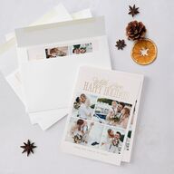 Hollywood Holiday Foil Holiday Cards Gold Greenery Signature Blank Standard Portrait