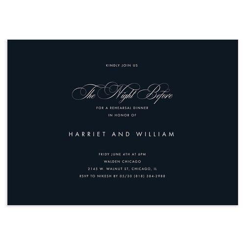Polished Frame Rehearsal Dinner Invitations Dark Navy Signature Blank Standard