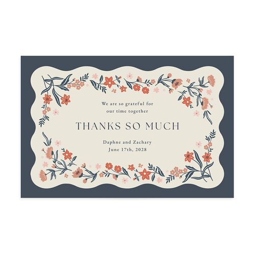 Flora Garden Border Thank You Postcards Moody Blue