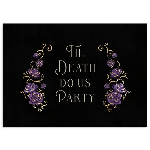 Gothic Gate Foil Wedding Response Cards Gold Purple Petal Signature Standard