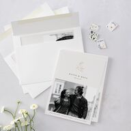 Shining Sprig Save The Date Cards Gold Mist Signature smooth Blank No