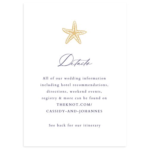 Classic Shell Wedding Enclosure Cards Gold Royal Blue Signature Standard