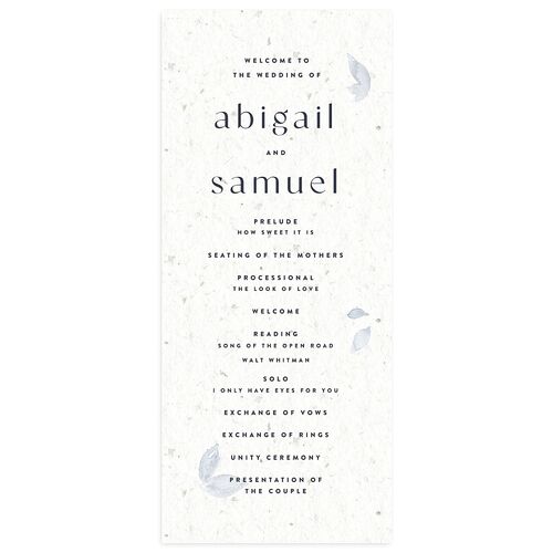 Pressed Leaves Wedding Programs Dusty Blue Signature