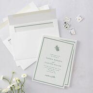 Elegant Winter Pine Cone Wedding Invitations Scottish Green Signature Blank No Standard