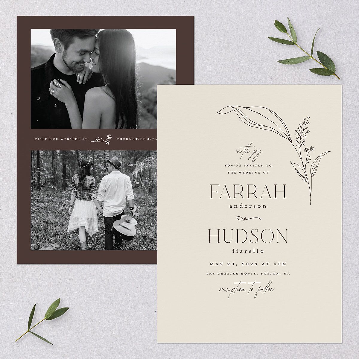 Accent Leaf Wedding Invitations — view 1