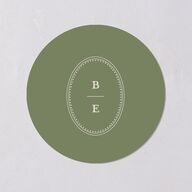 Vintage Oval Monogram Wedding Stickers Thyme Circle