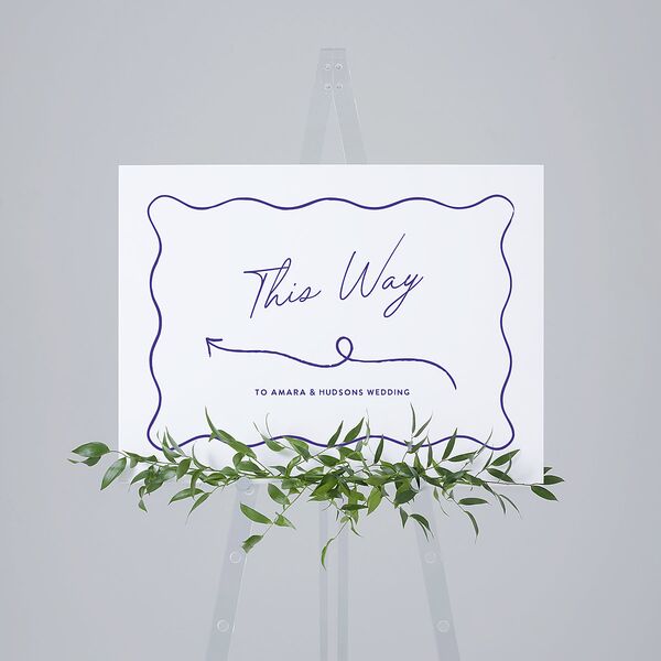 Hand Drawn Wavy Border Standard Direction Sign Medium Sapphire Standard Indoor Foam Core M Direction