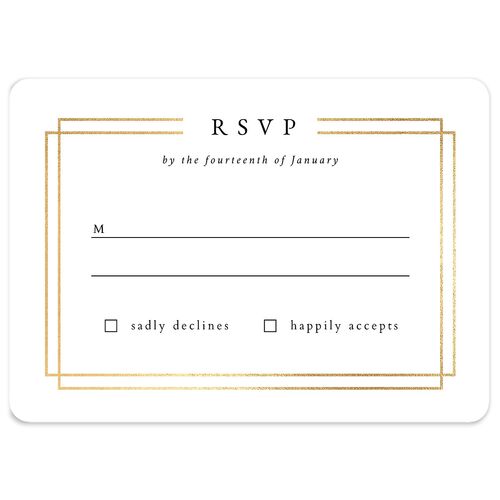 Double Frame Wedding Response Cards Gold Pure White Signature Rounded