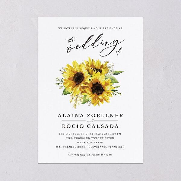 Rustic Sunflower Wedding Invitations Solar Power Signature Blank No