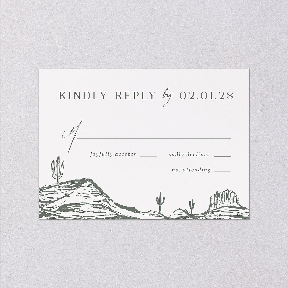 Western Cactus Wedding Response Cards Eucalyptus Signature Standard