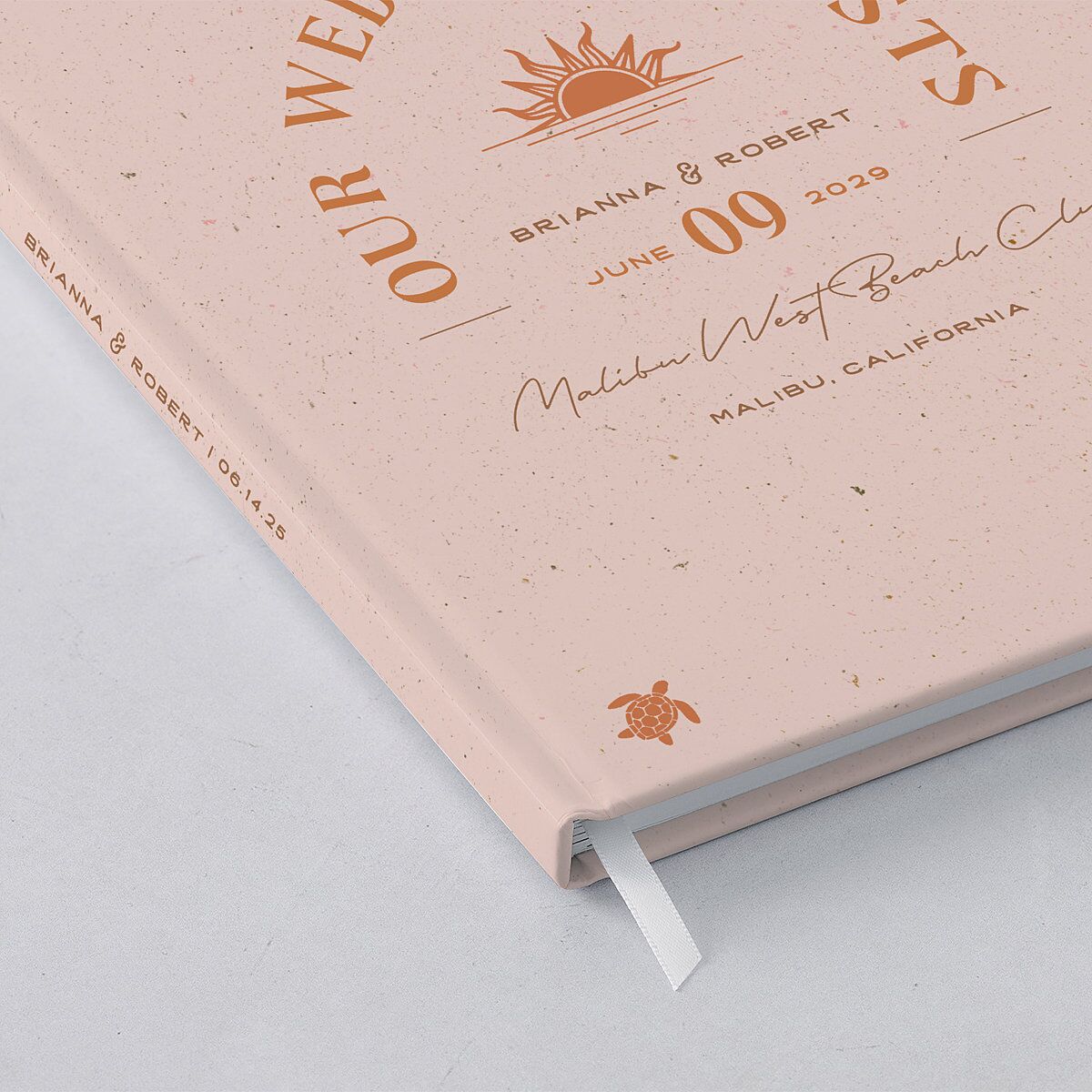 Beach Party Wedding Guest Book Pink Cotton