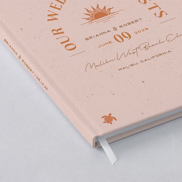 Beach Party Wedding Guest Book Pink Cotton