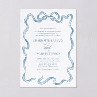 Vintage Bow Wedding Invitations Regency Blue Signature Blank No Standard
