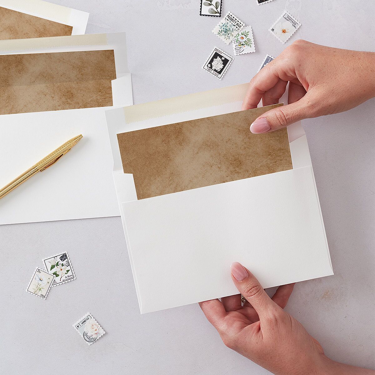 Soft Pampas Botanical Engagement Party Envelope Liners Sepia Standard