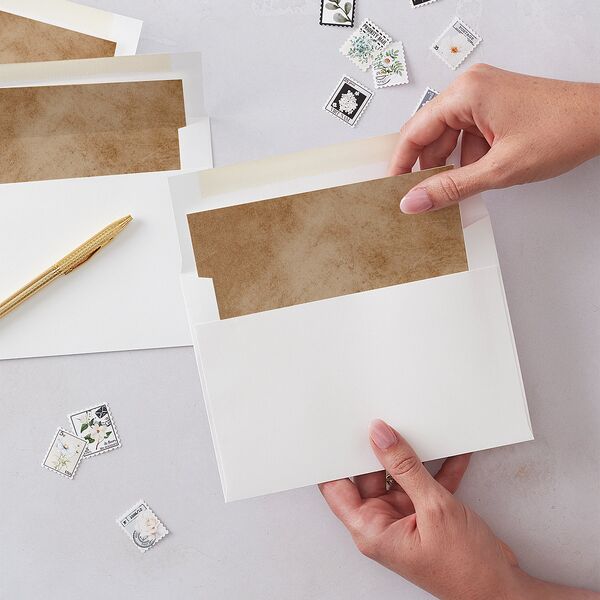 Soft Pampas Botanical Engagement Party Envelope Liners Sepia Standard