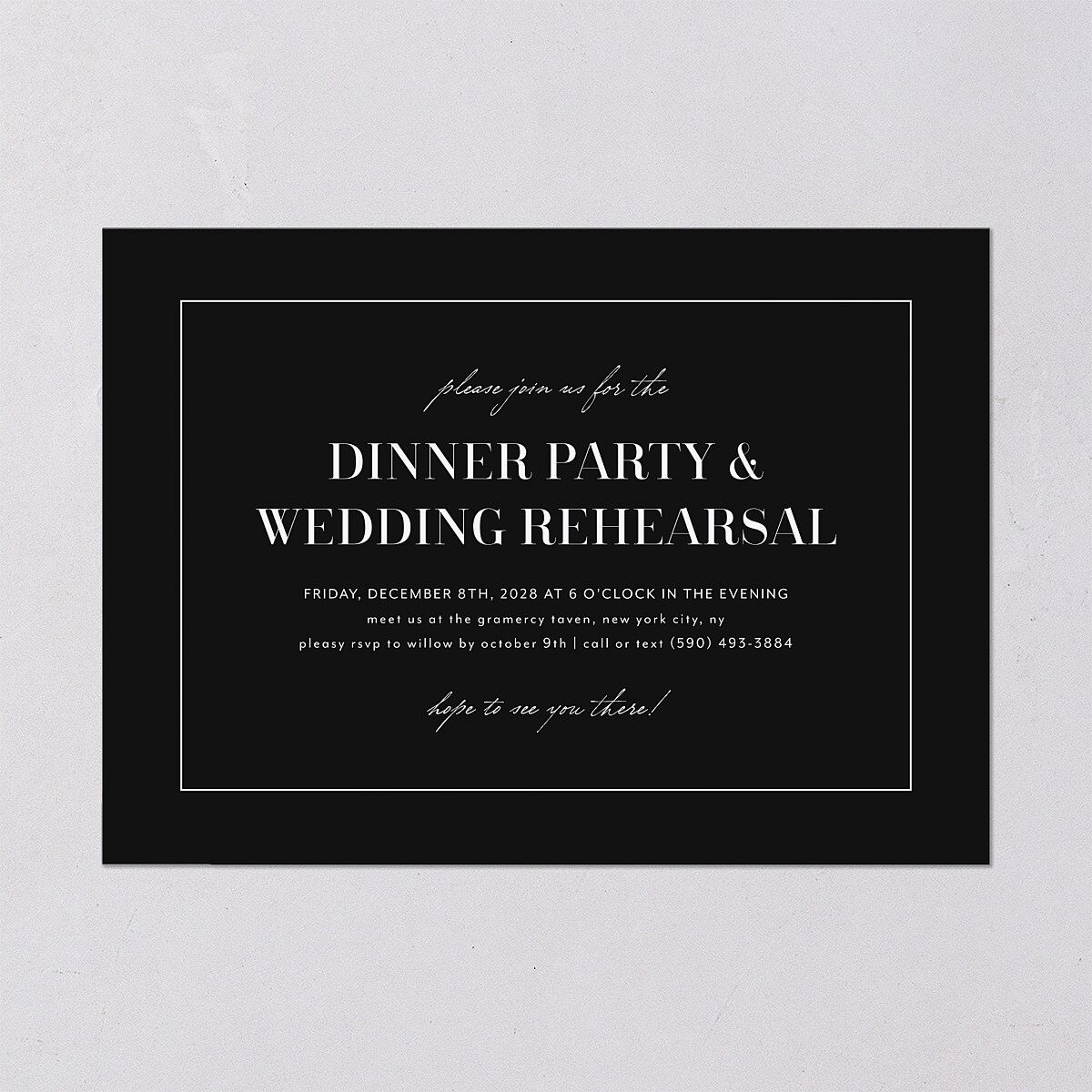 Classic Border Rehearsal Dinner Invitations Midnight Signature Blank Standard