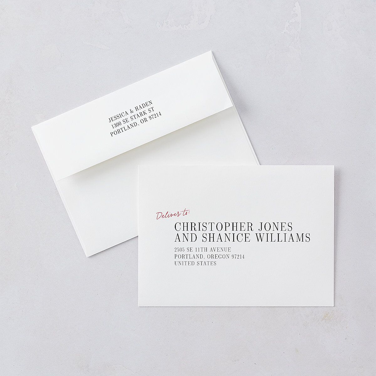 Modern Circled Calendar Date Save The Date Card Envelopes White Jewel Red Both Recipient and Return Addresses Signature Standard