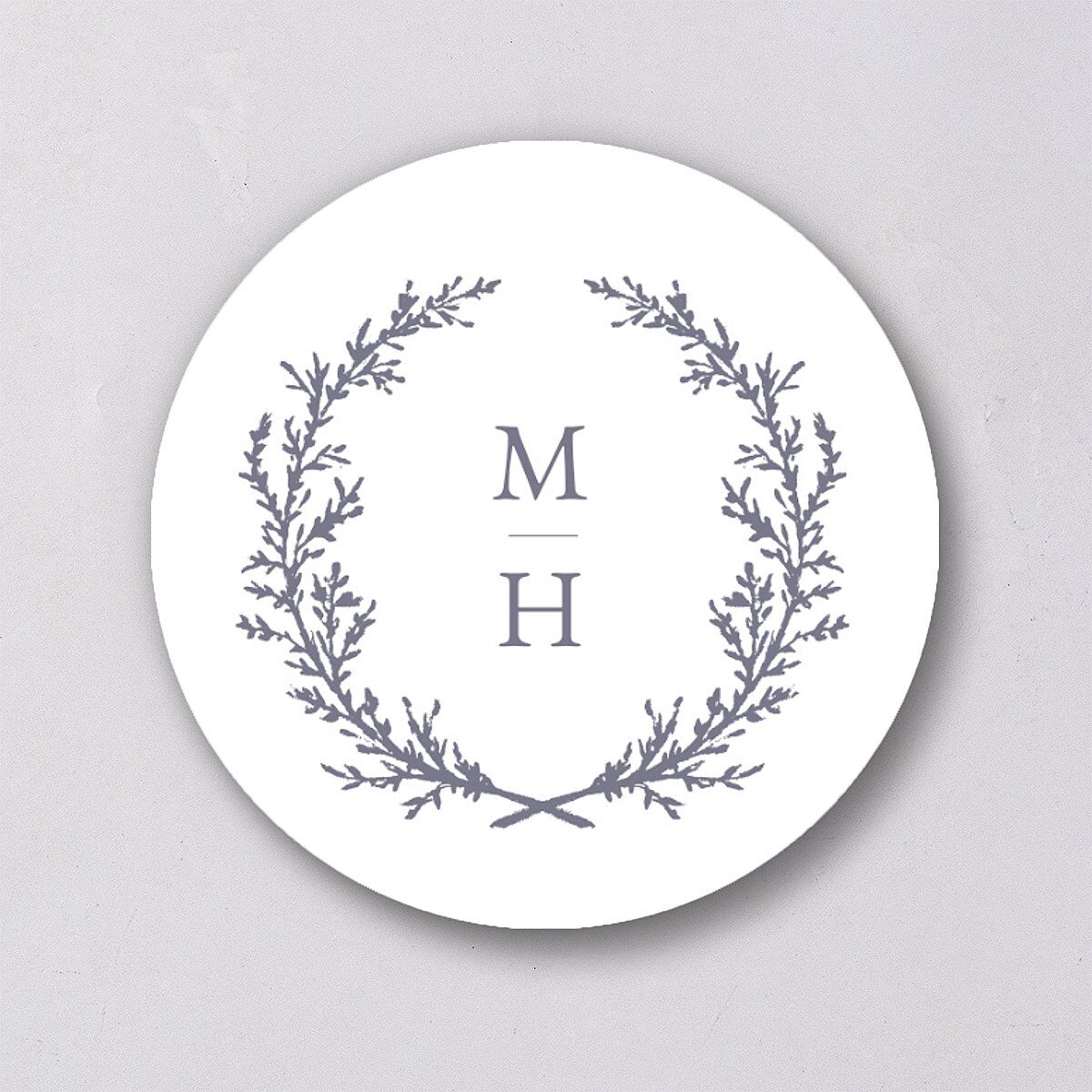 Monogram Branches Wedding Stickers Regency Blue Circle