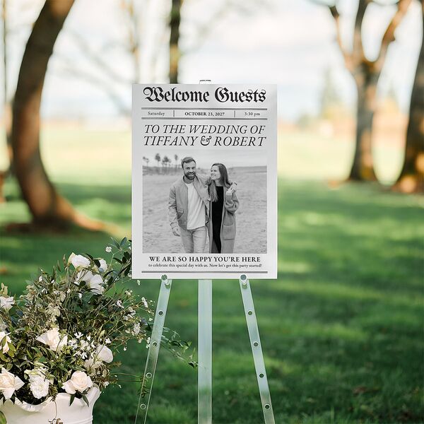 Newspaper Standard Welcome Sign Medium Pure White Standard Indoor Foam Core M Welcome