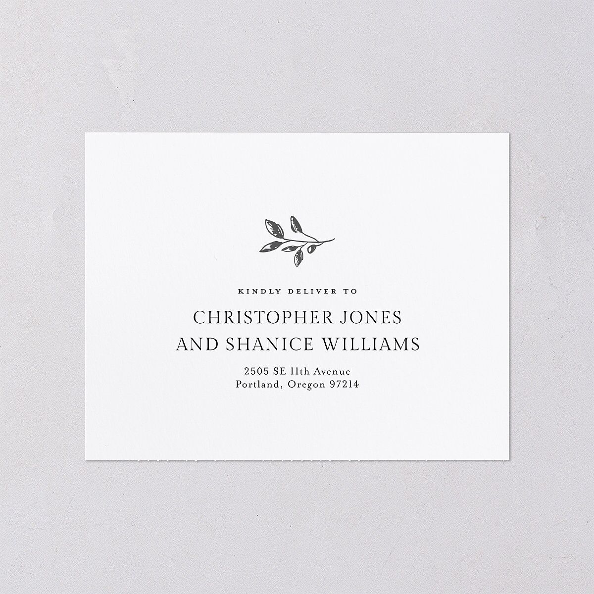 Elegant Botanical Initials All-in-One Wedding Invitations Pure White Signature Light Both Recipient and Return Addresses No
