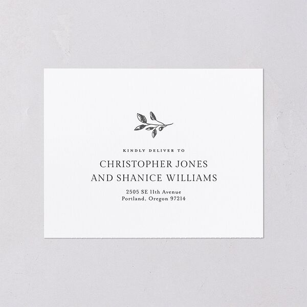 Elegant Botanical Initials All-in-One Wedding Invitations Pure White Signature Light Both Recipient and Return Addresses No