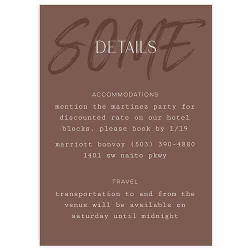 Handwritten Year Wedding Enclosure Cards Espresso Signature Standard