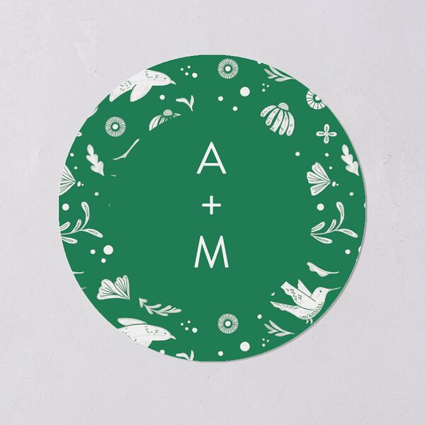 Folk Art Wedding Stickers Ultramarine Circle