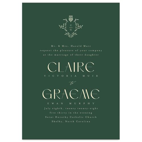 Tartan Crest Wedding Invitations Moody Blue Signature Blank No Standard