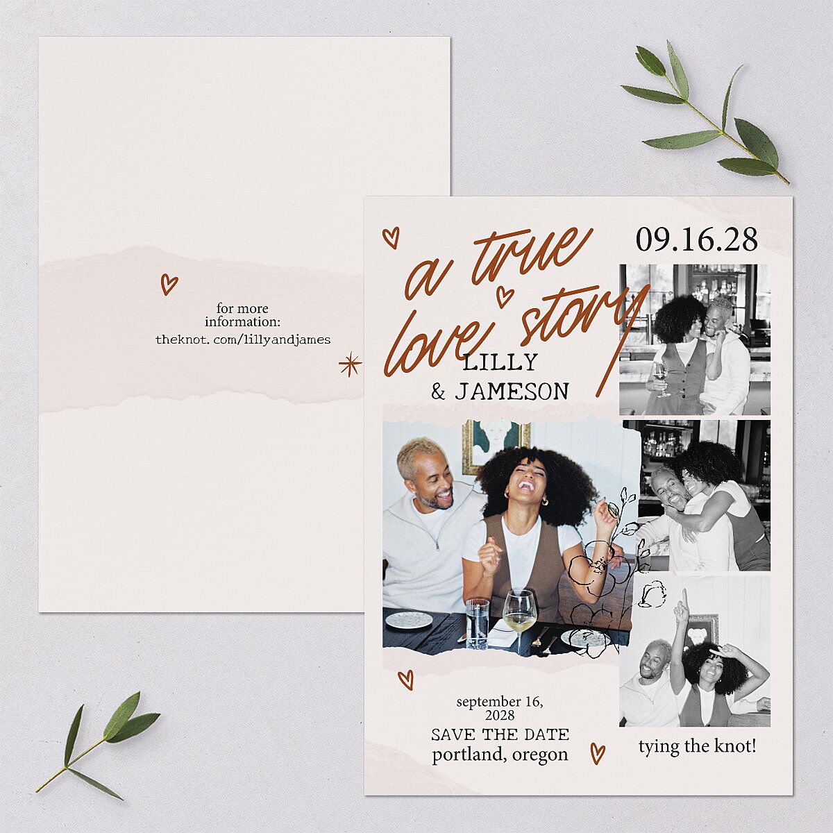 Mood Board Save the Date Cards Linen Signature smooth Blank No