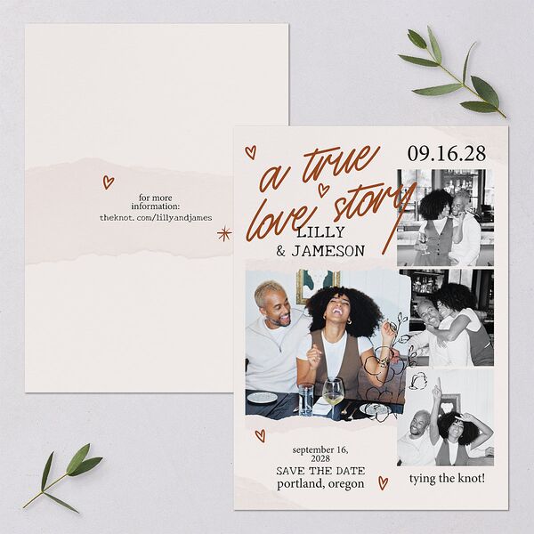 Mood Board Save the Date Cards Linen Signature smooth Blank No